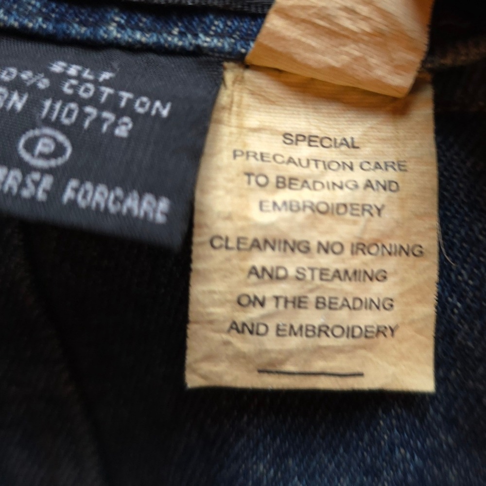 Y2K Studded Denim 12 Midi Skirt A-Line Panel Detail Distressed Street Edge Rock‎ - Picture 3 of 9